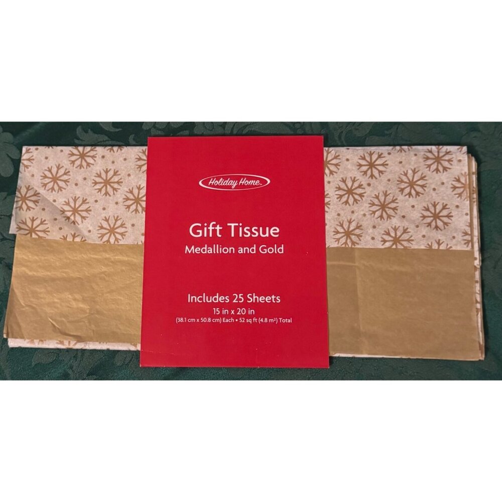 holiday tissue paper 25 sheets Gold snowflakes